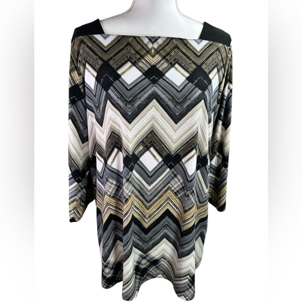 Susan Graver Black and Tan Chevron Tunic